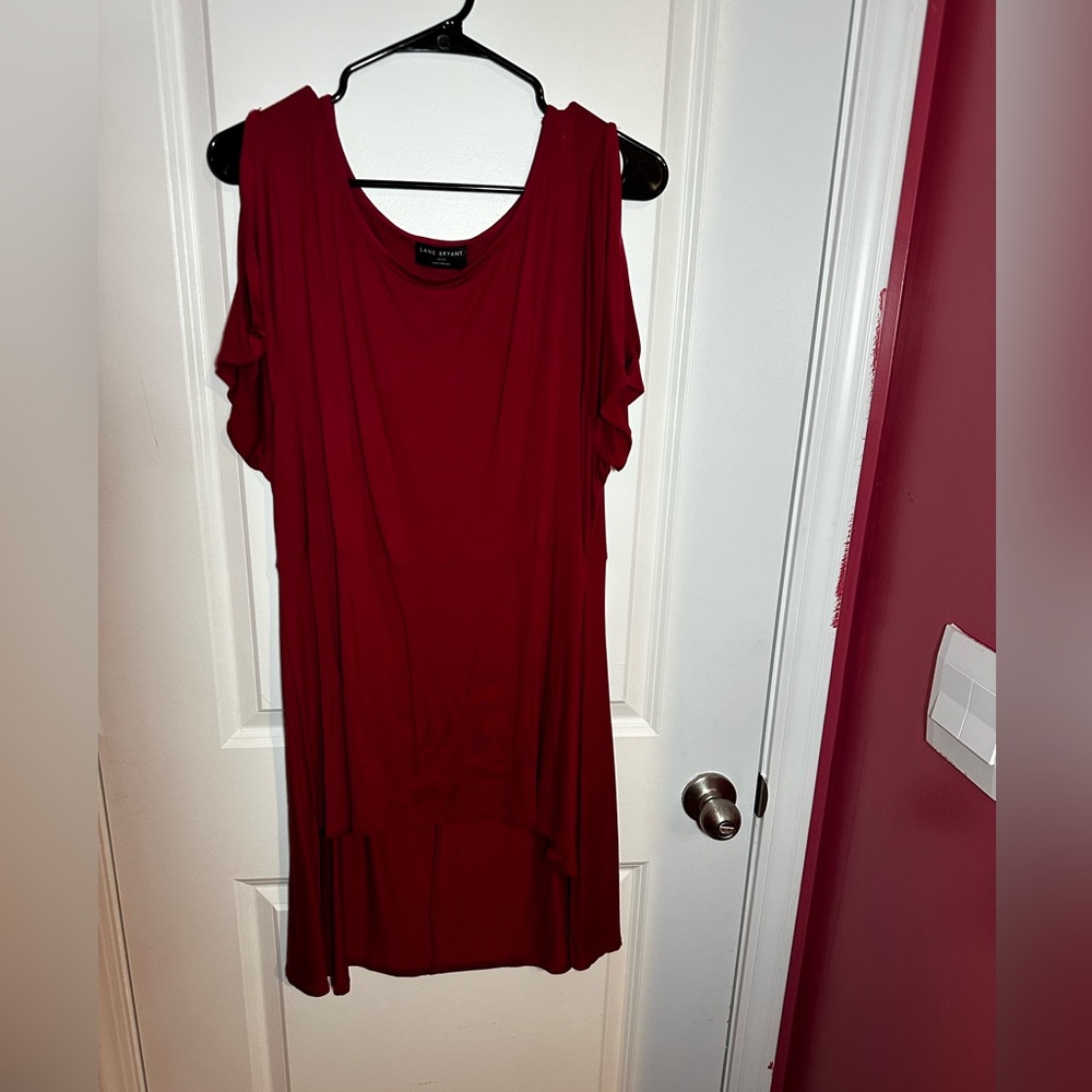 Lane Bryant High Low Shirt Blouse Cold Open Shoulders Short Sleeve